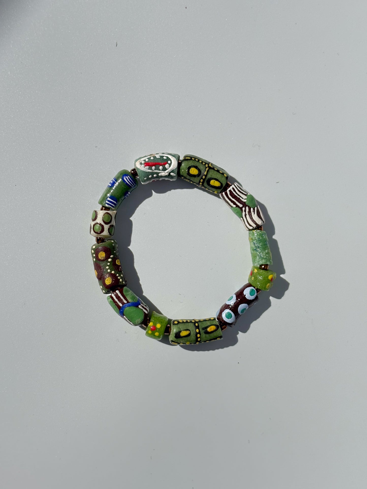 Hand Painted Glass Bead Bracelet