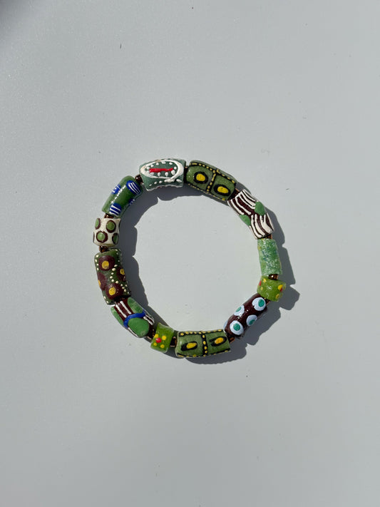 Hand Painted Glass Bead Bracelet