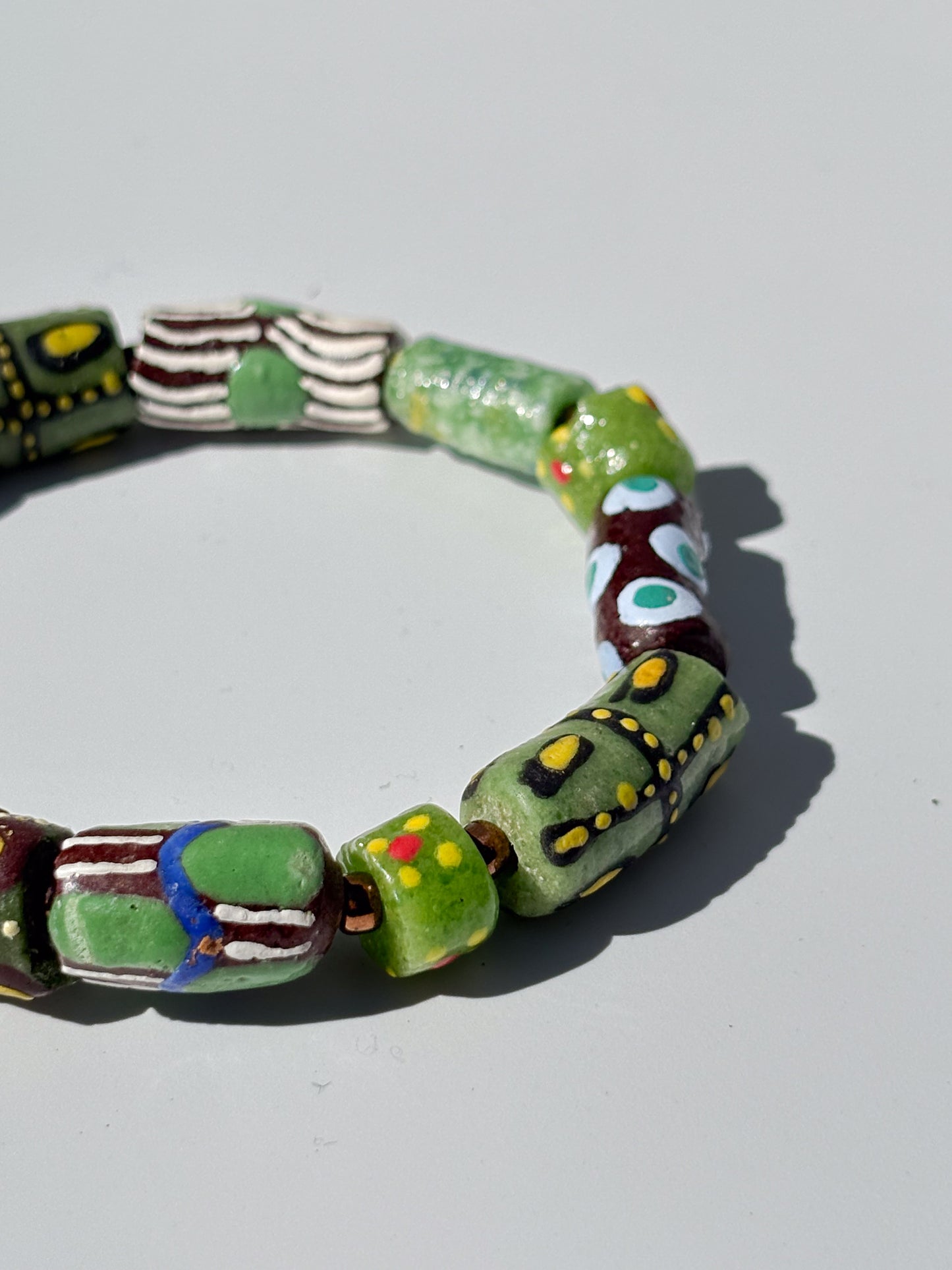Hand Painted Glass Bead Bracelet