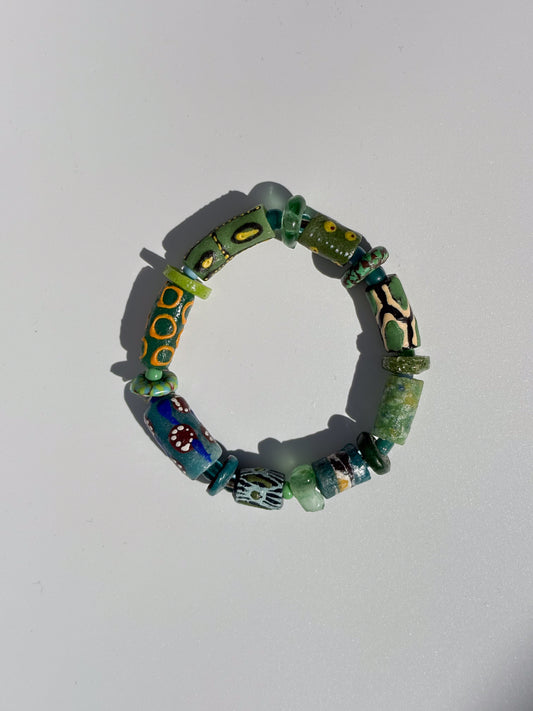 Hand Painted Glass Bead Bracelet