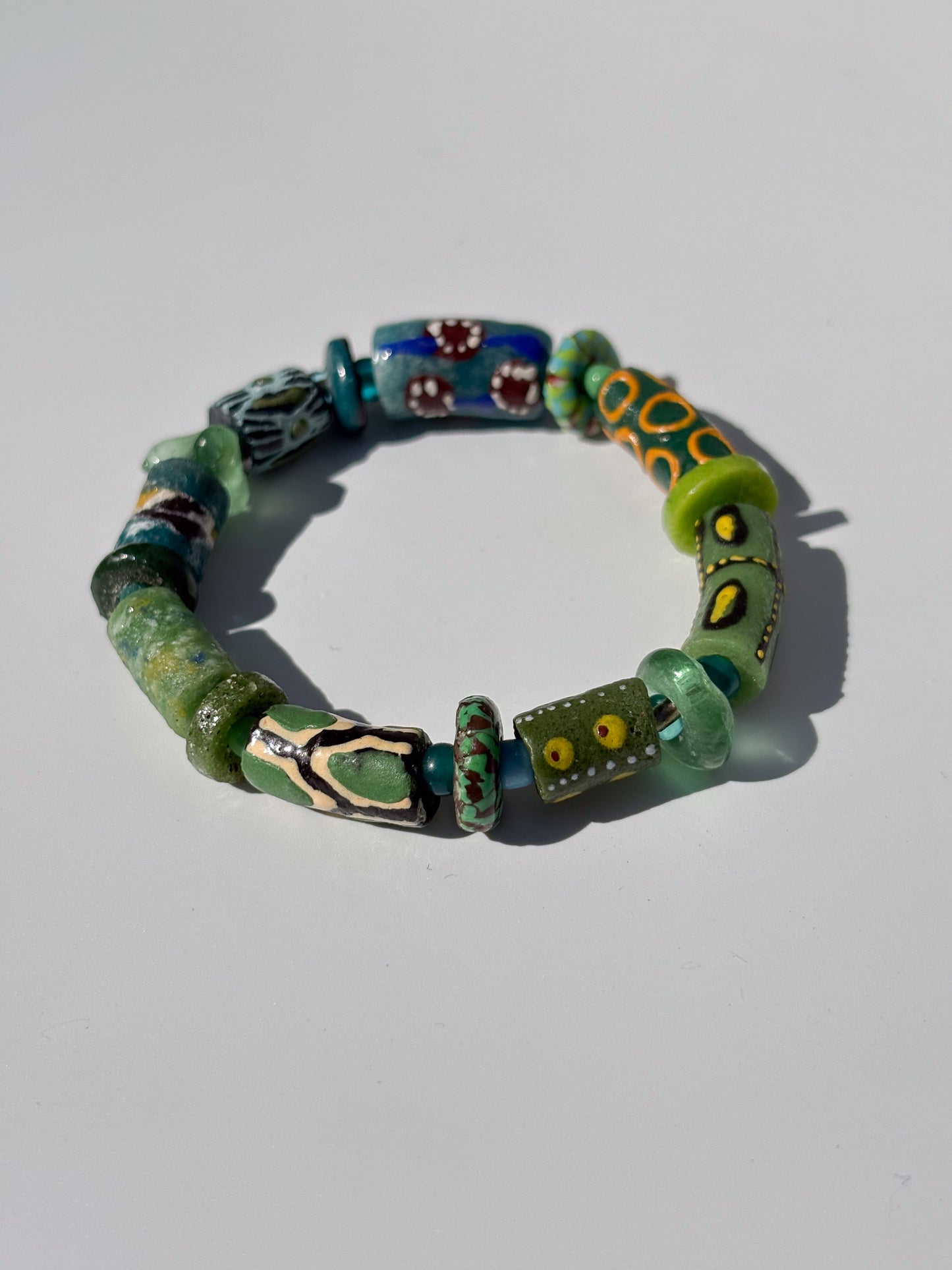 Hand Painted Glass Bead Bracelet