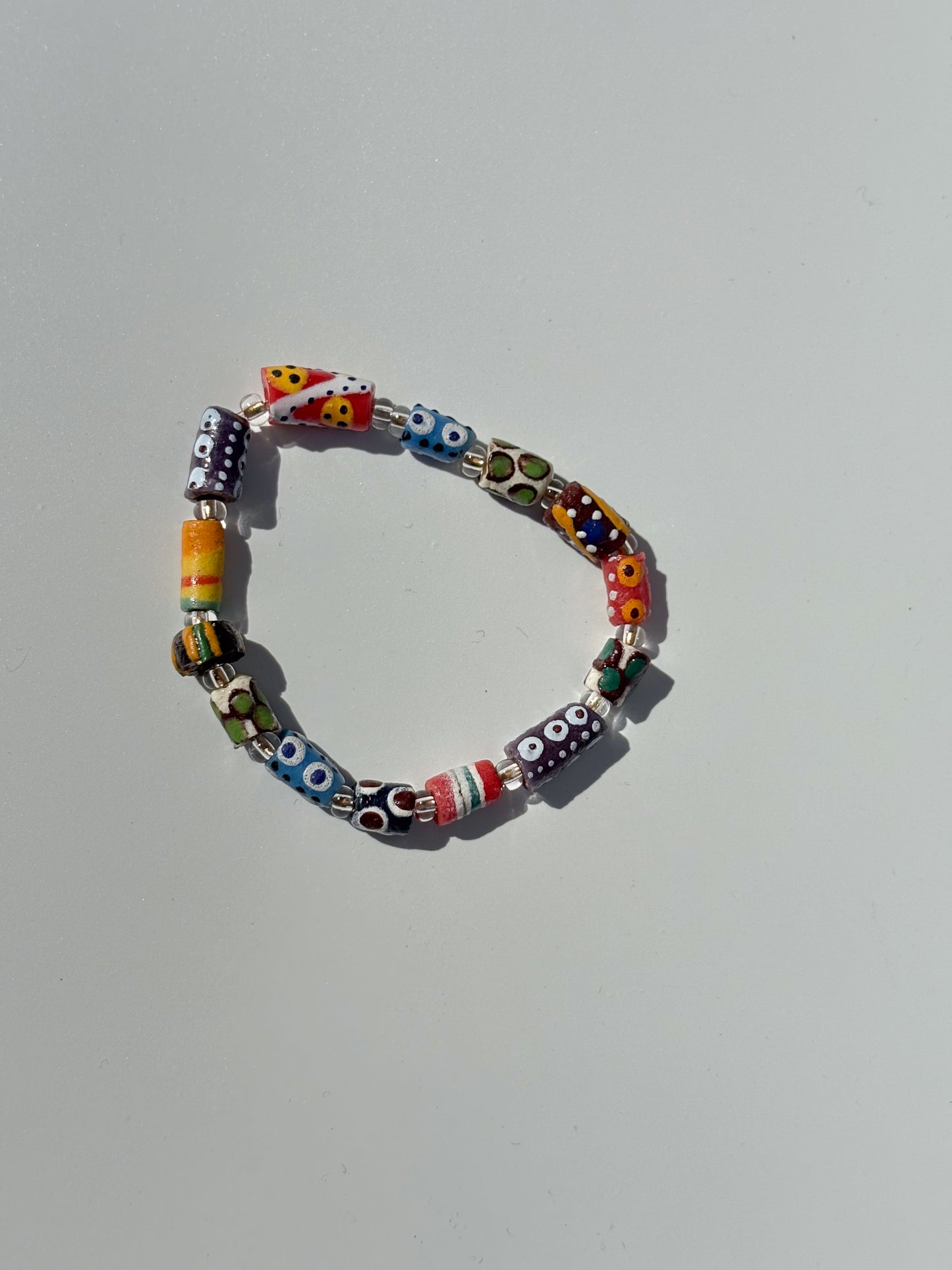 Hand Painted Glass Bead Bracelet