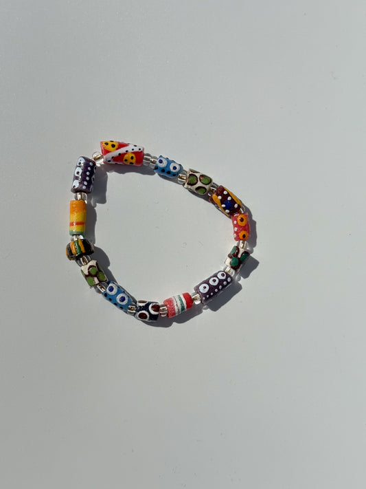 Hand Painted Glass Bead Bracelet