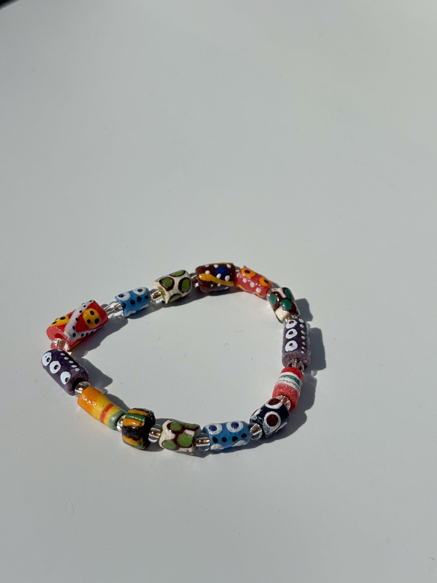 Hand Painted Glass Bead Bracelet