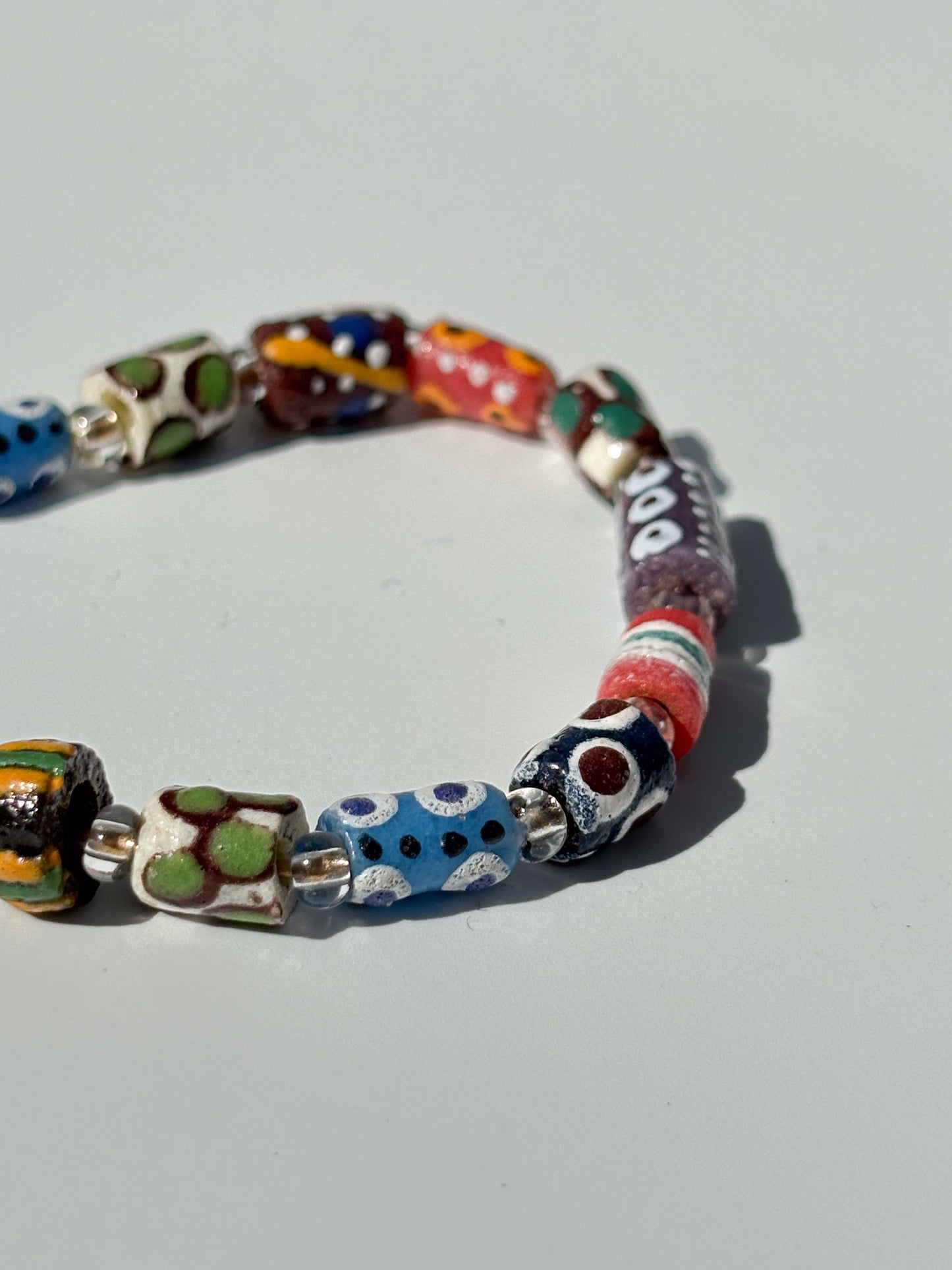 Hand Painted Glass Bead Bracelet