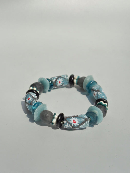 Hand Painted Glass Bead Bracelet