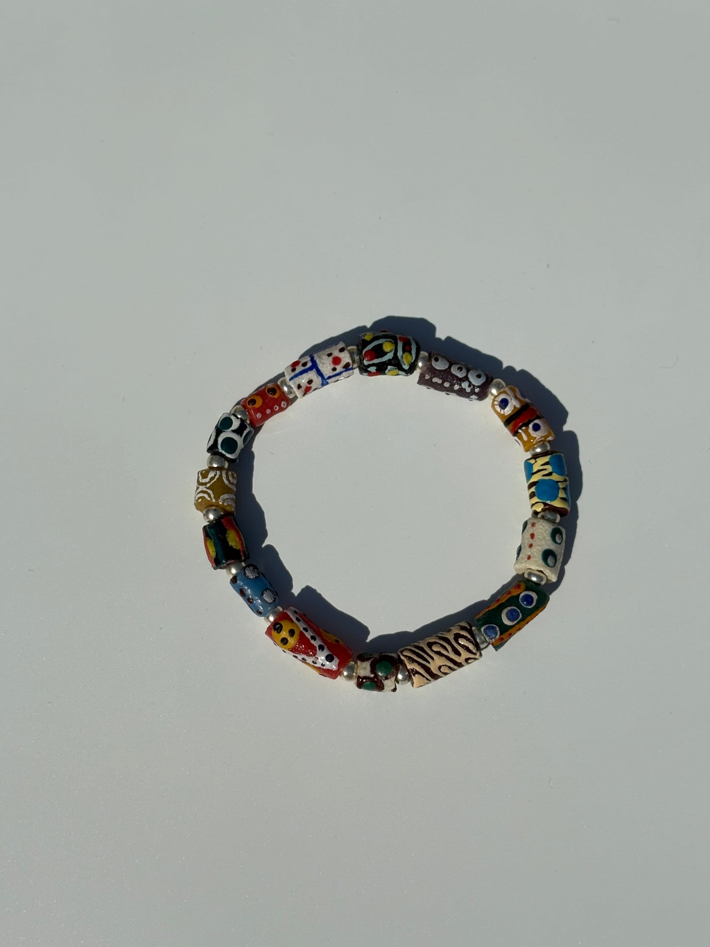 Hand Painted Glass Bead Bracelet