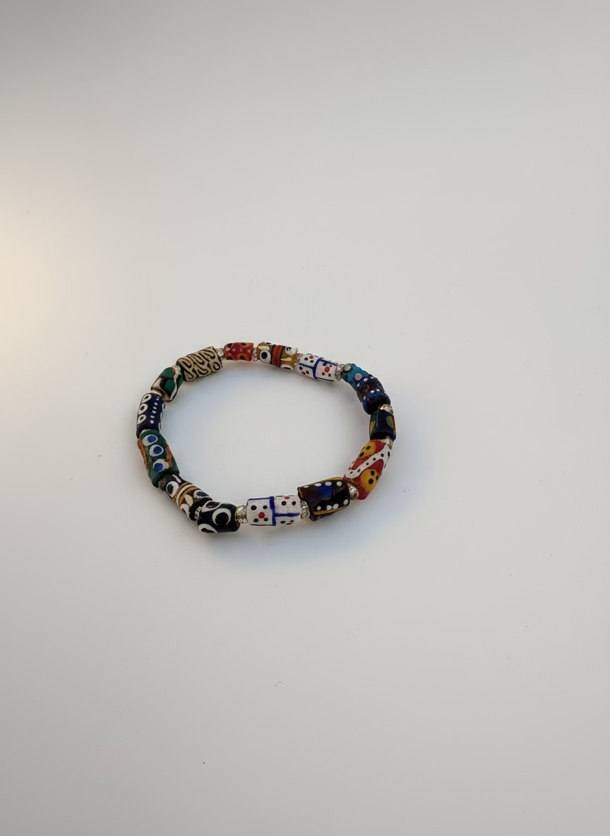 Hand Painted Glass Bead Bracelet