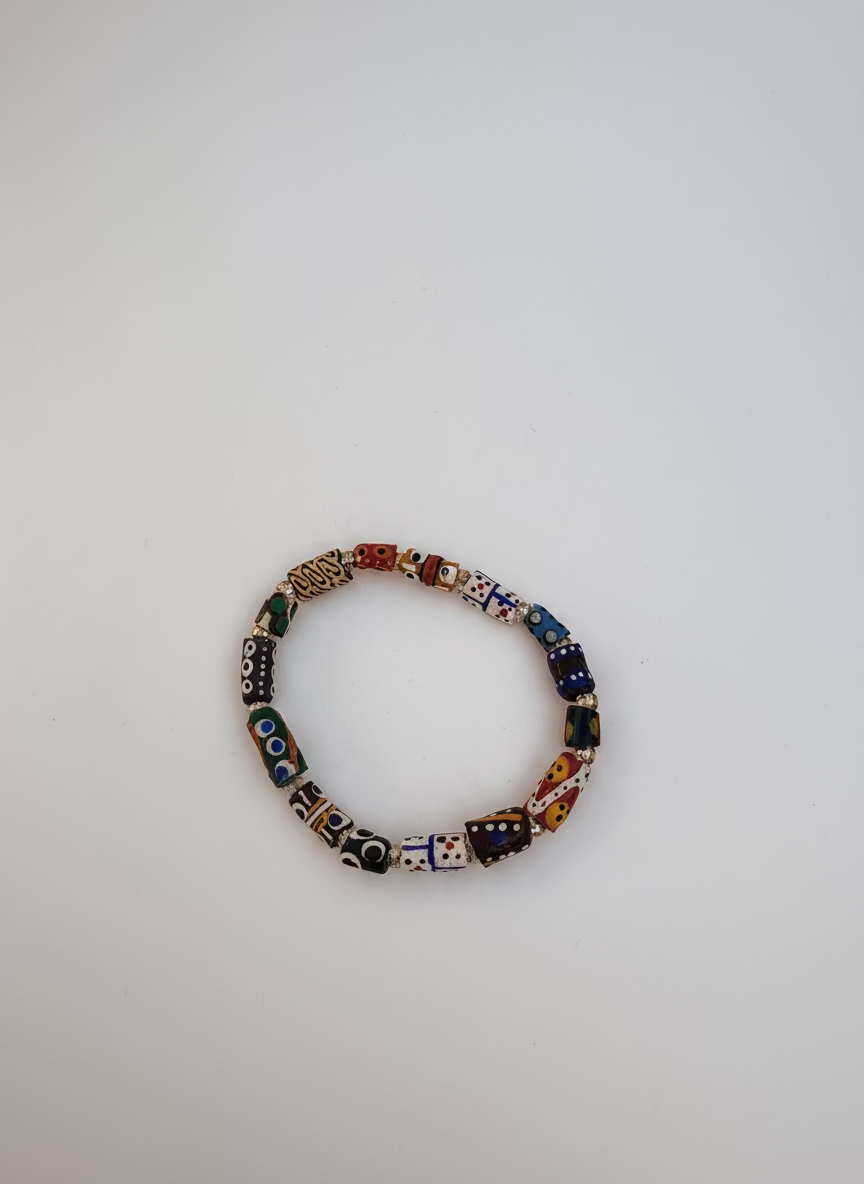 Hand Painted Glass Bead Bracelet