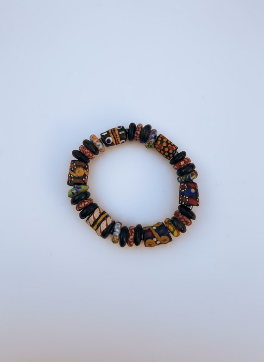 Hand Painted Glass Bead Bracelet