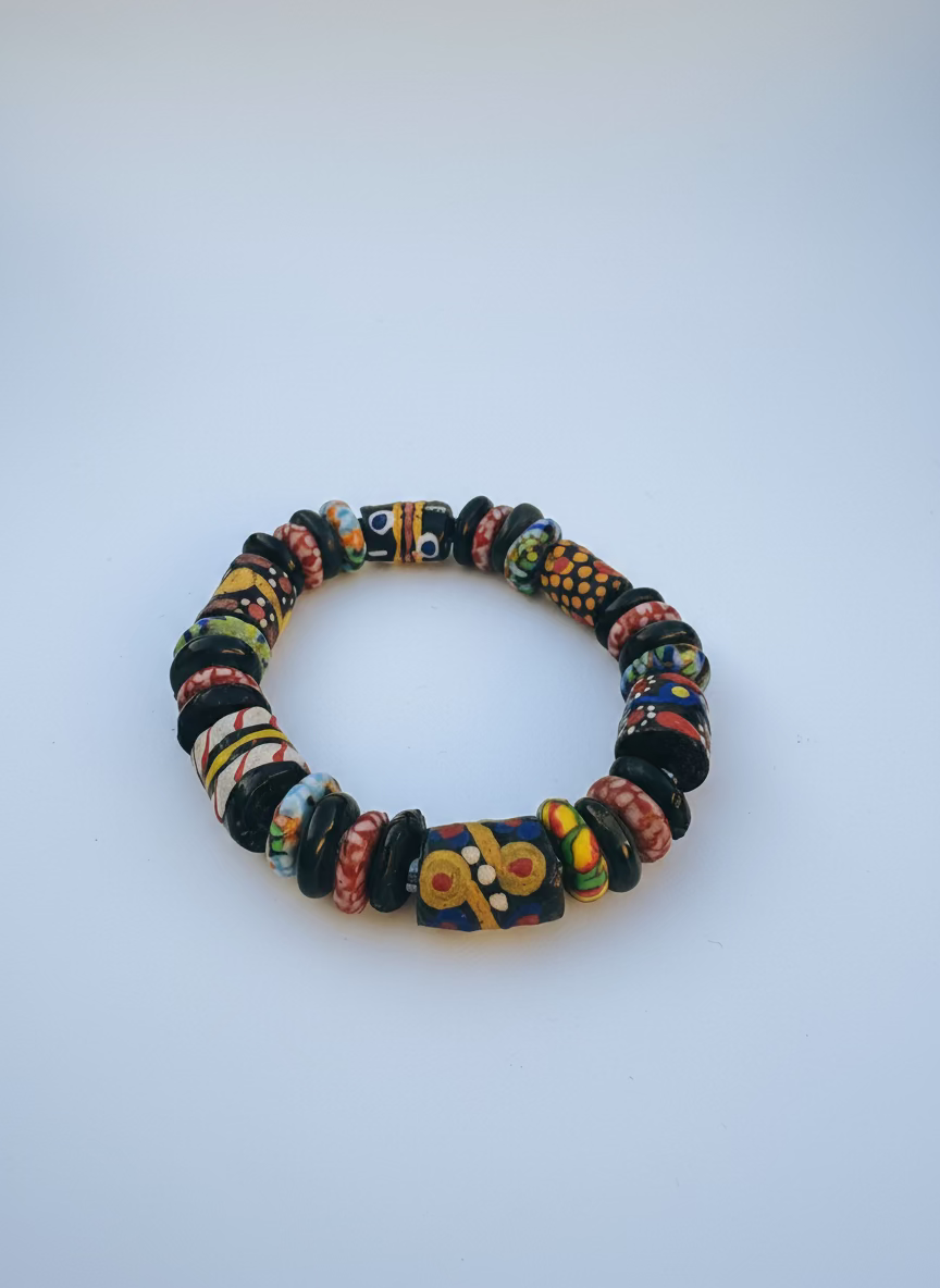 Hand Painted Glass Bead Bracelet