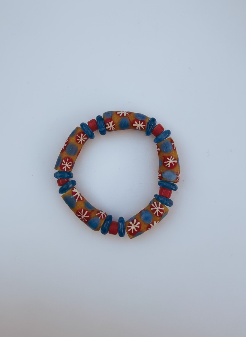 Hand Painted Glass Bead Bracelet