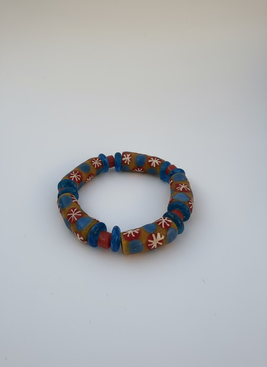 Hand Painted Glass Bead Bracelet
