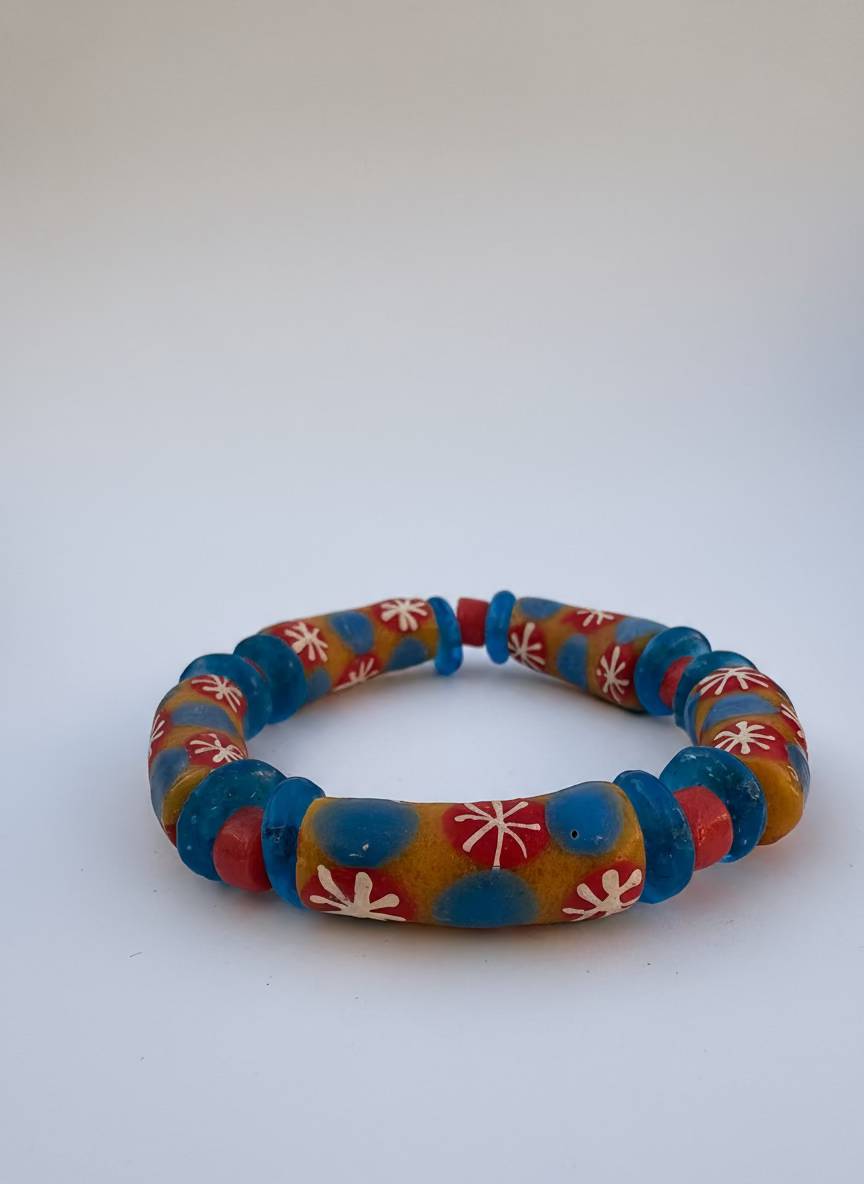 Hand Painted Glass Bead Bracelet