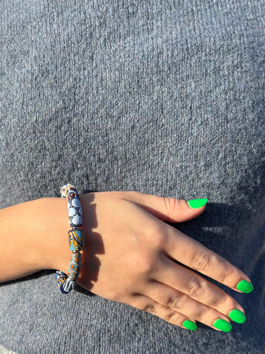 Hand Painted Glass Bead Bracelet