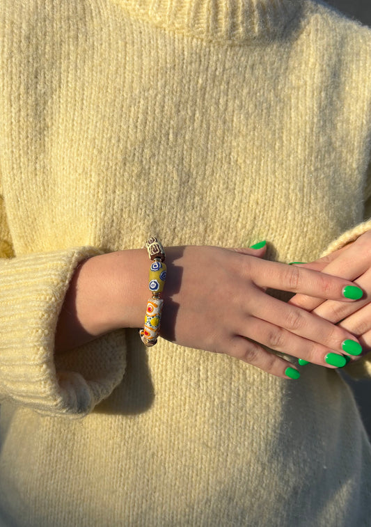 Hand Painted Glass Bead Bracelet