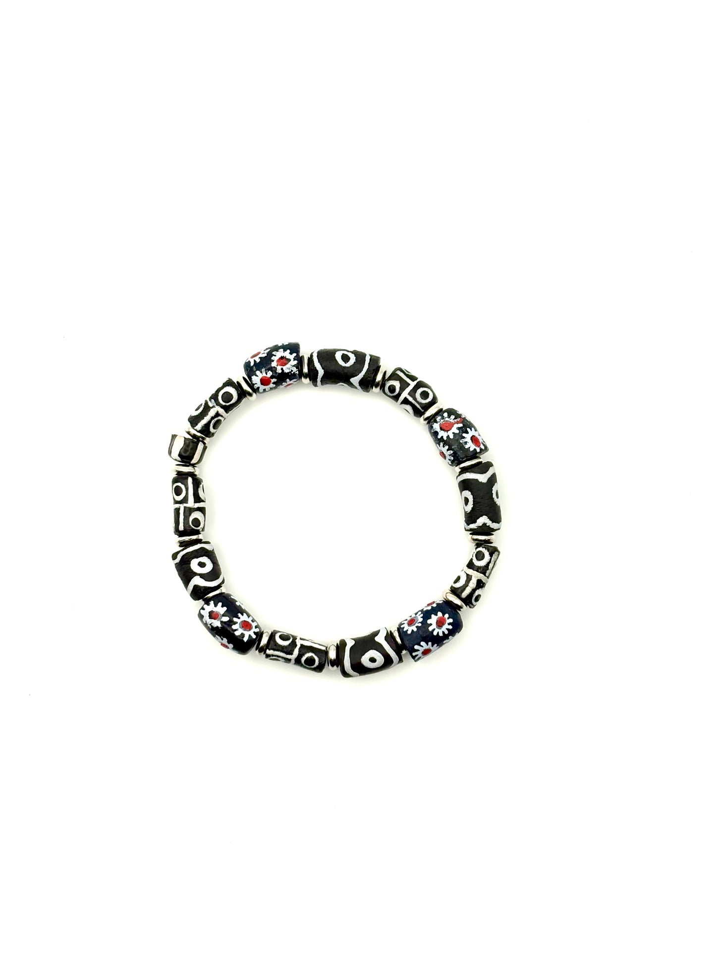 Hand Painted Glass Bead Bracelet