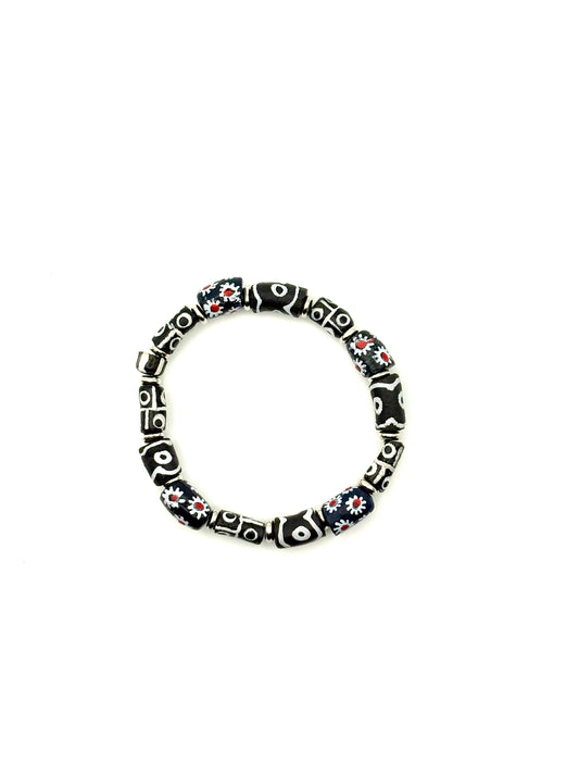 Hand Painted Glass Bead Bracelet