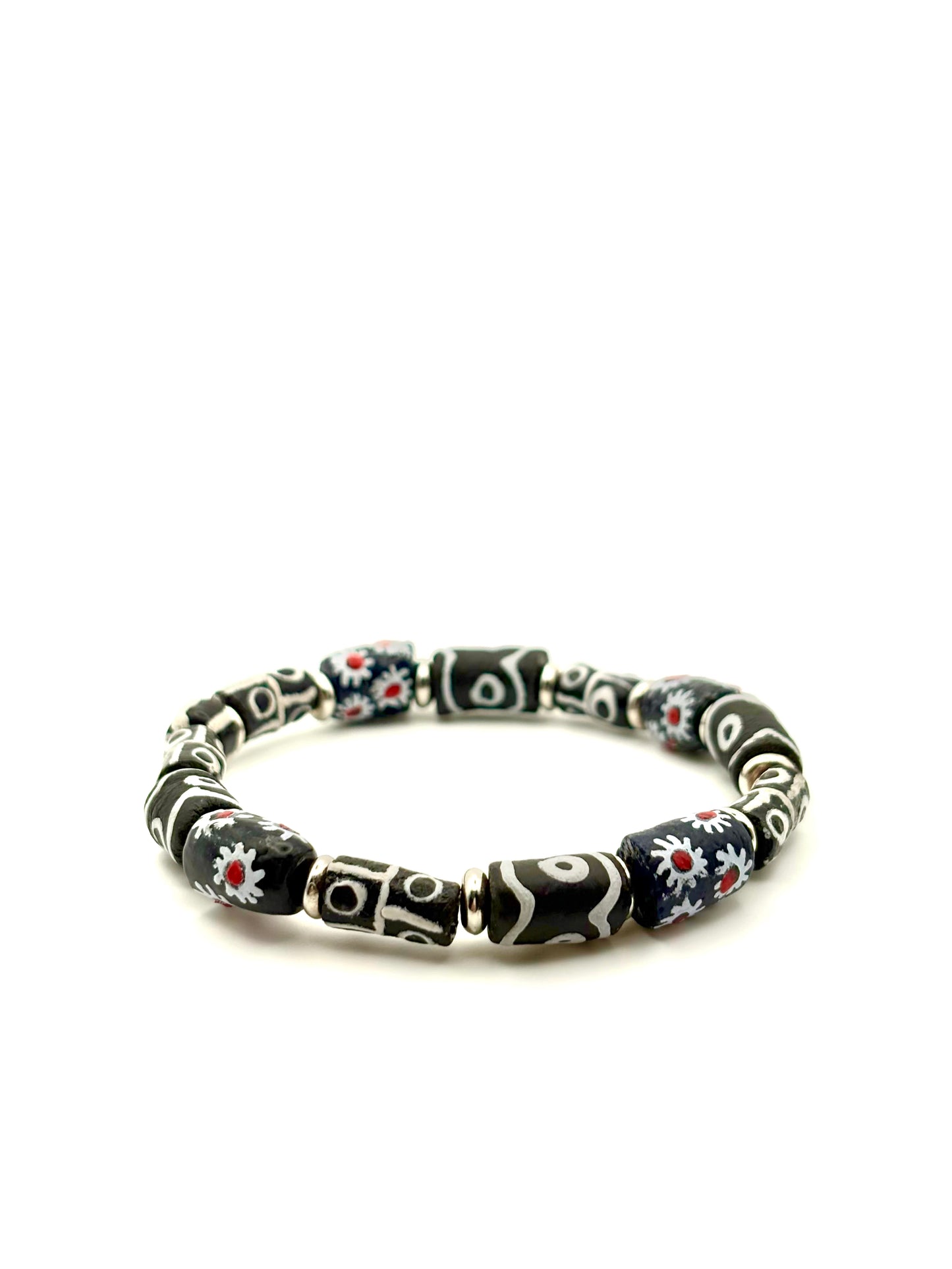 Hand Painted Glass Bead Bracelet