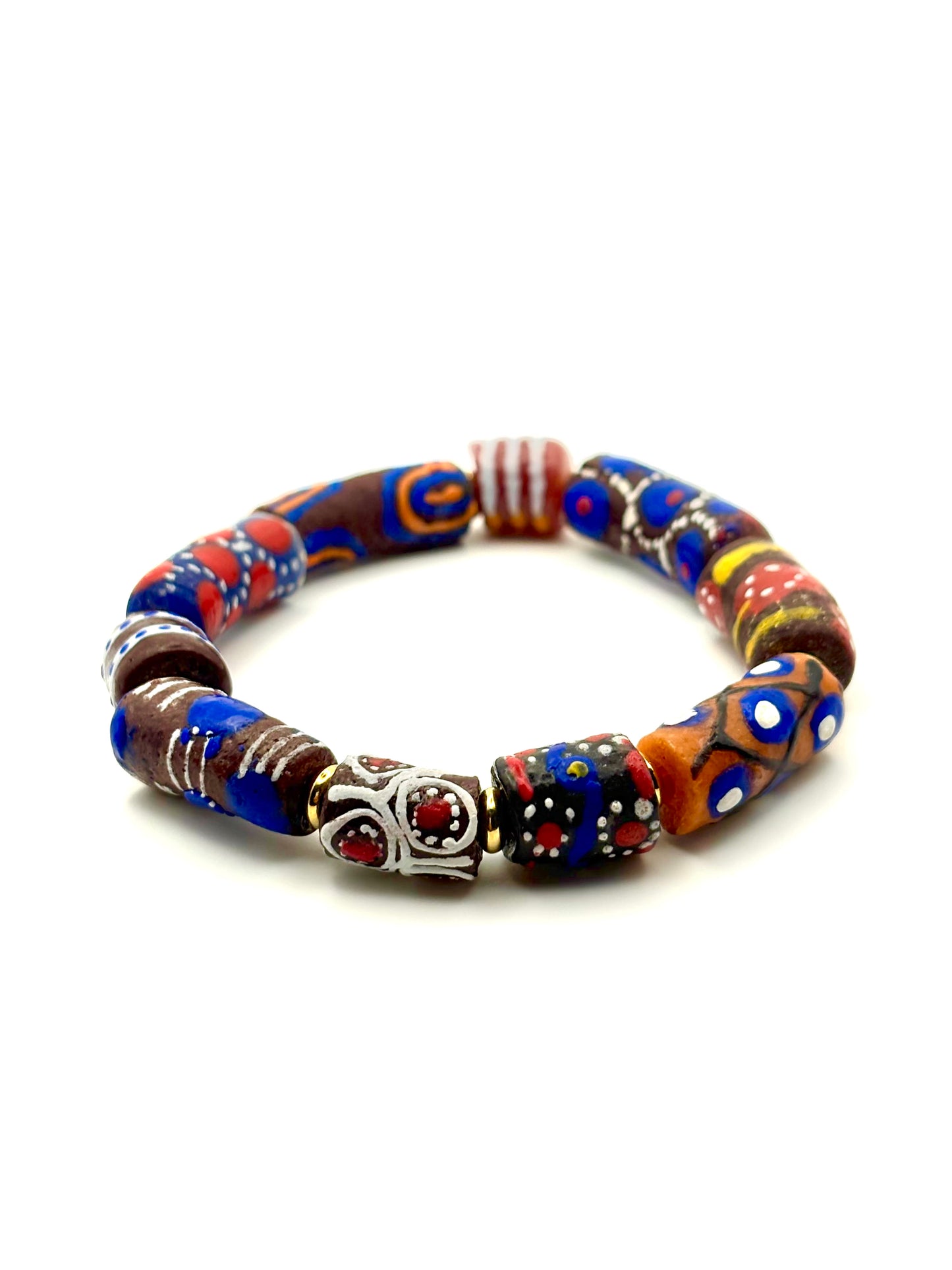 Hand Painted Glass Bead Bracelet