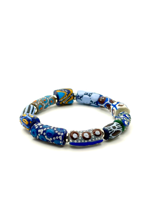 Hand Painted Glass Bead Bracelet