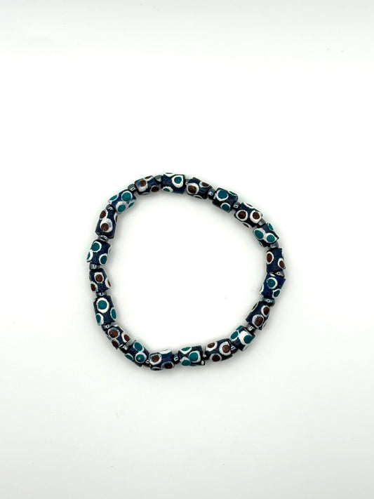 Hand Painted Glass Bead Bracelet