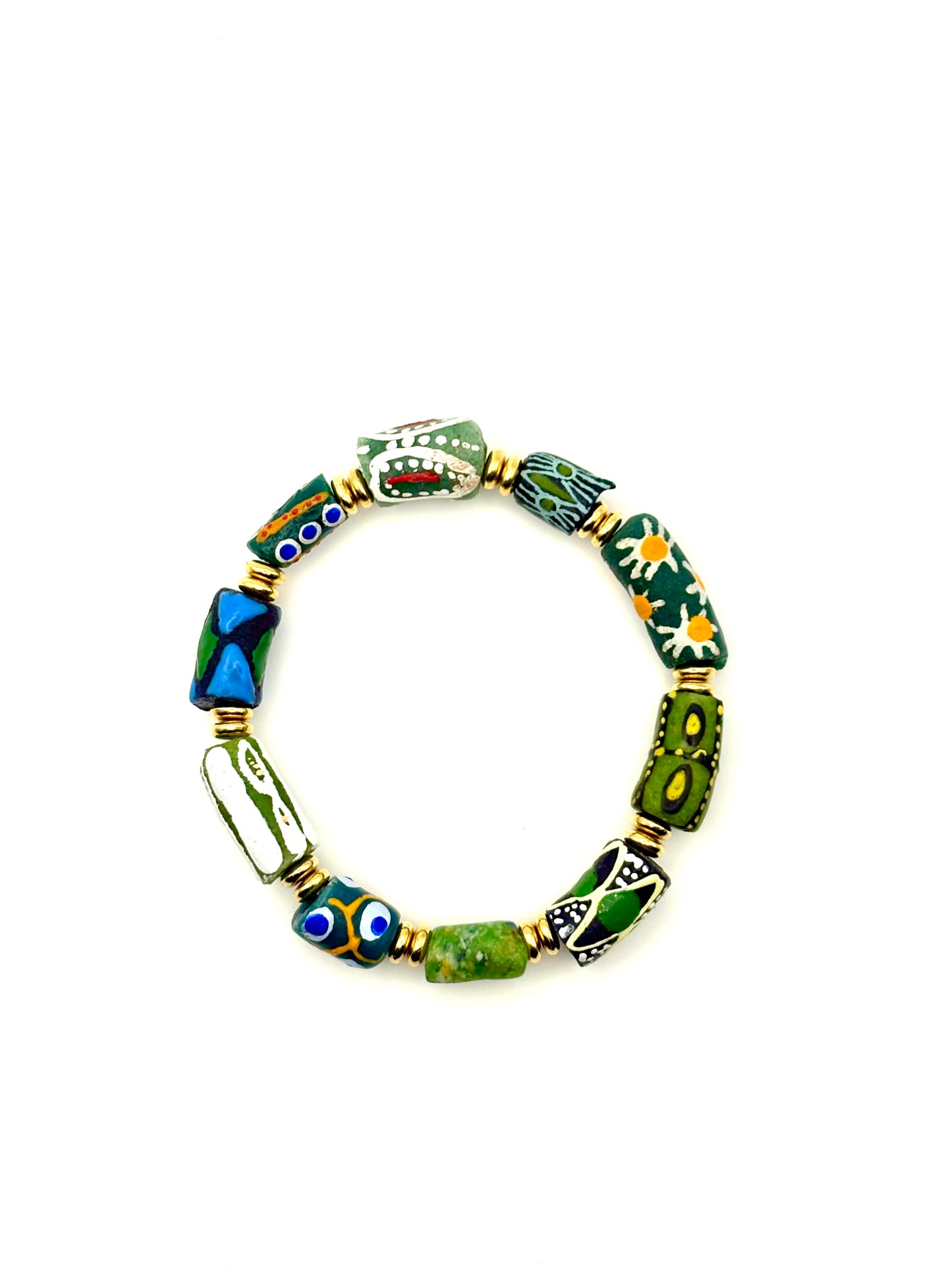 Hand Painted Glass Bead Bracelet