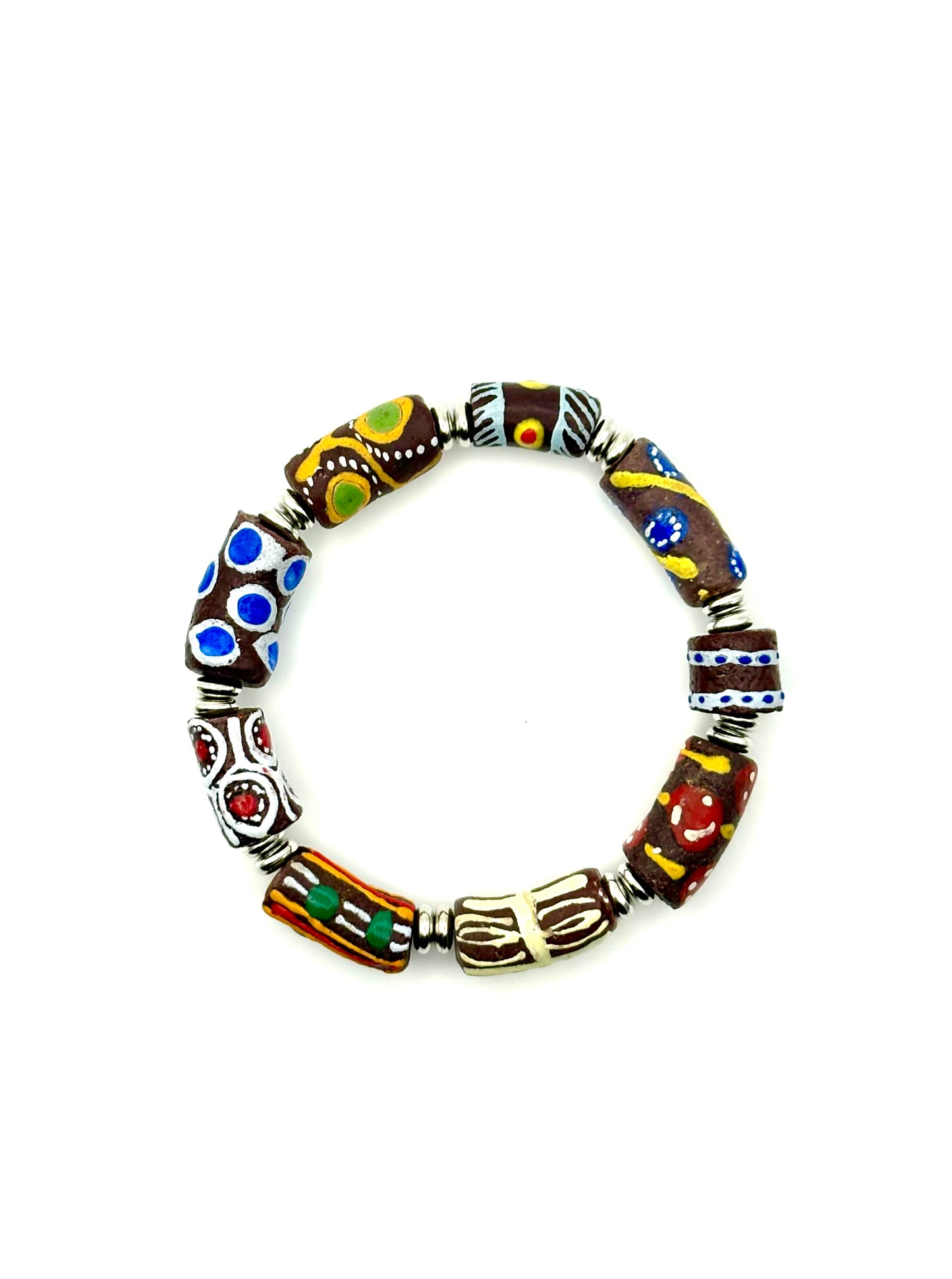 Hand Painted Glass Bead Bracelet