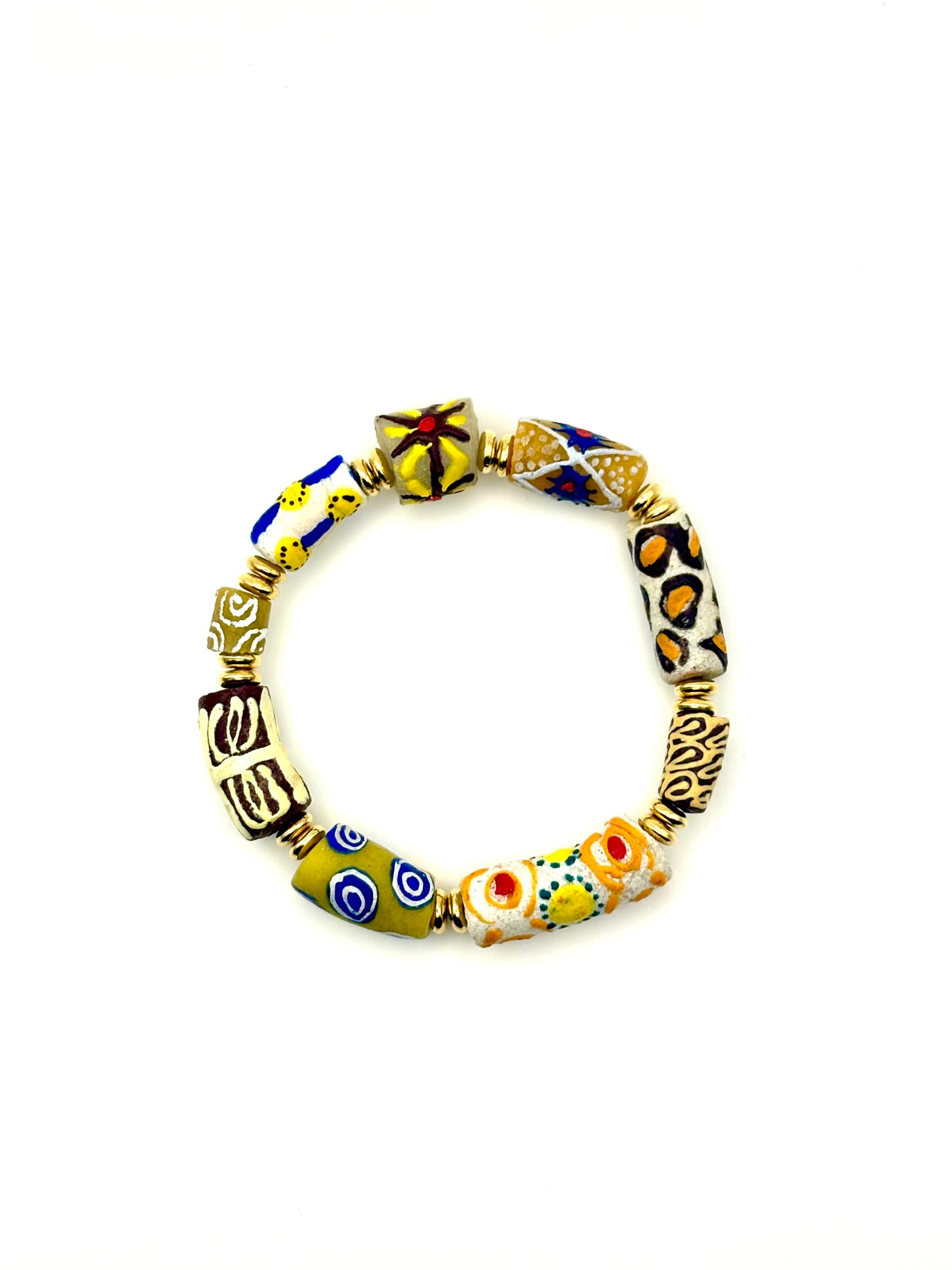 Hand Painted Glass Bead Bracelet