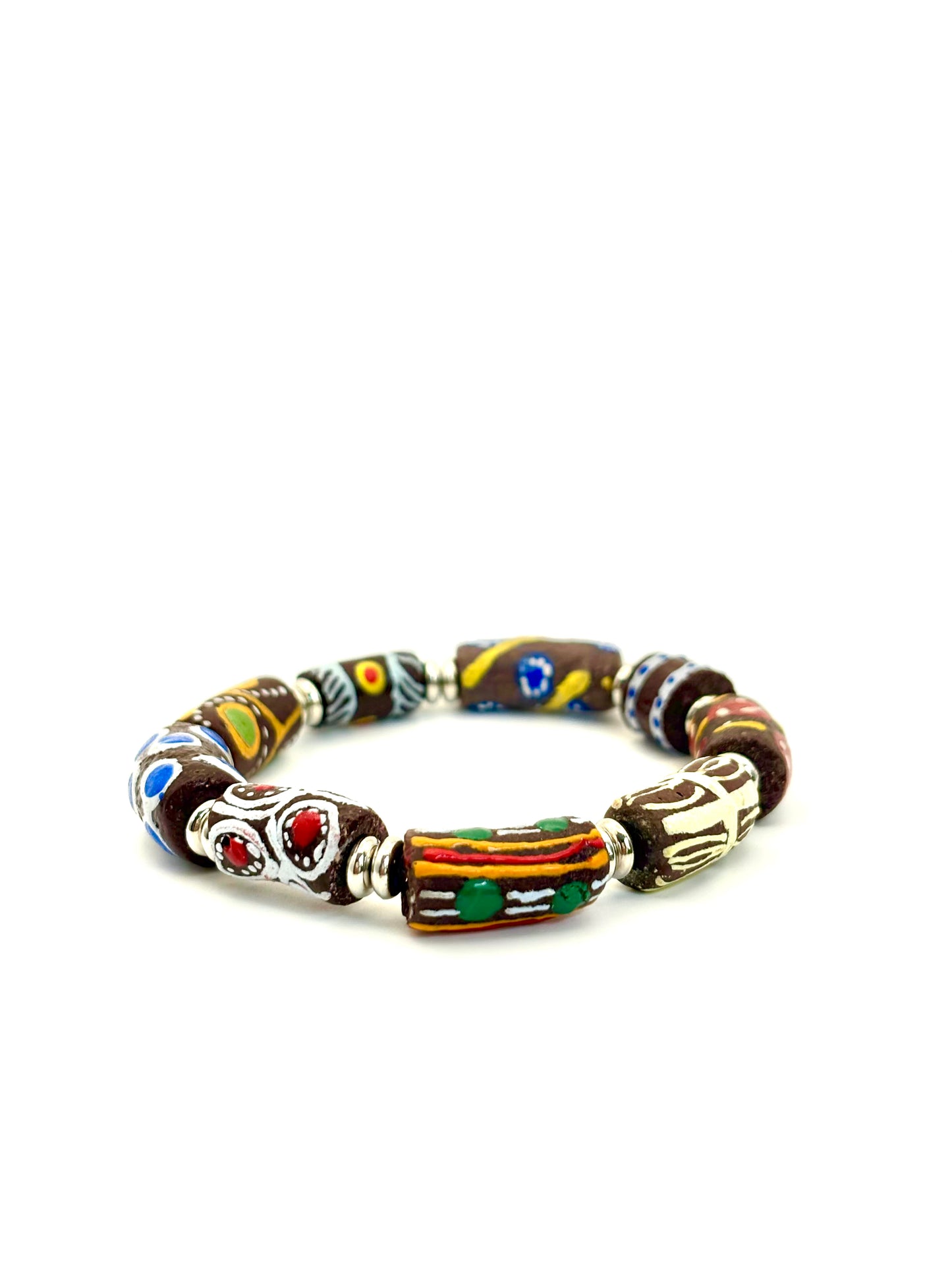 Hand Painted Glass Bead Bracelet