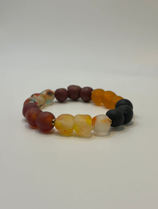 Recycled Glass Bead Bracelet - Fall Collection