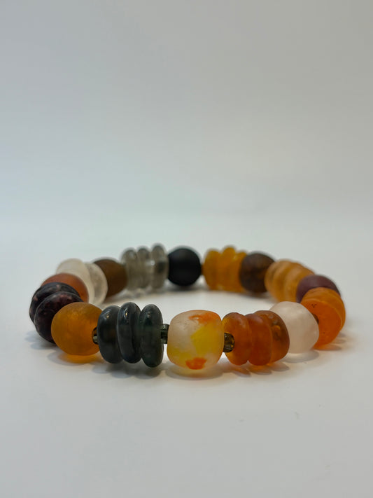 Recycled Glass Bead Bracelet - Fall Collection