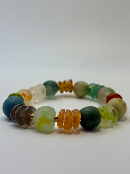 Recycled Glass Bead Bracelet - Fall Collection