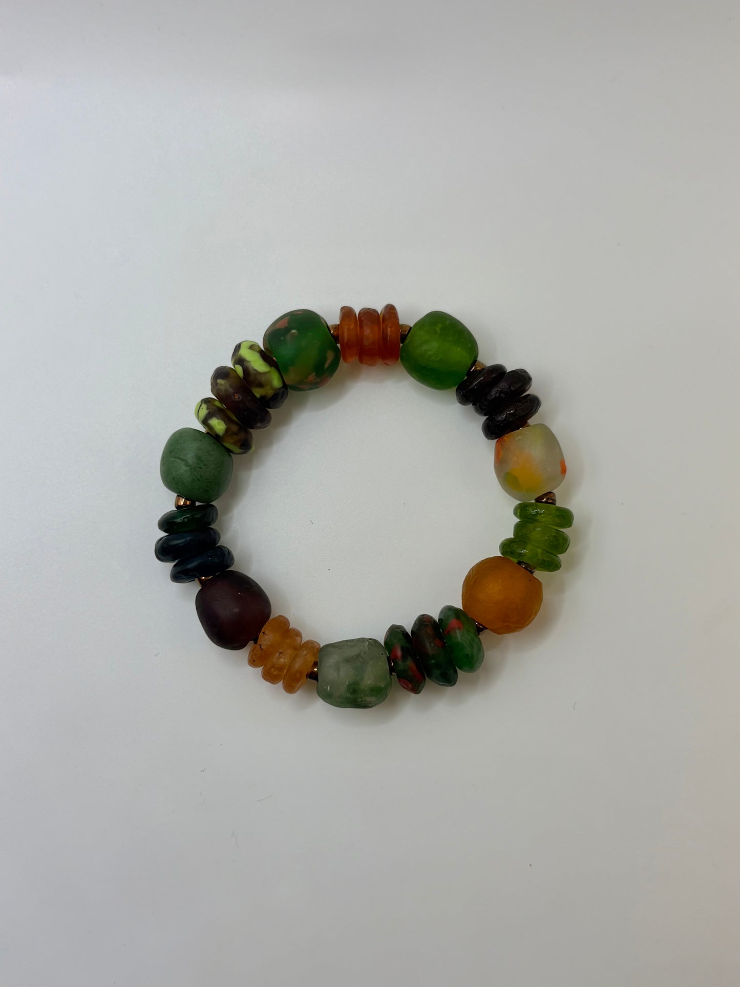 Recycled Glass Bead Bracelet - Fall Collection