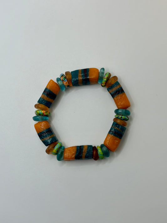 Recycled Glass Bead Bracelet - Fall Collection