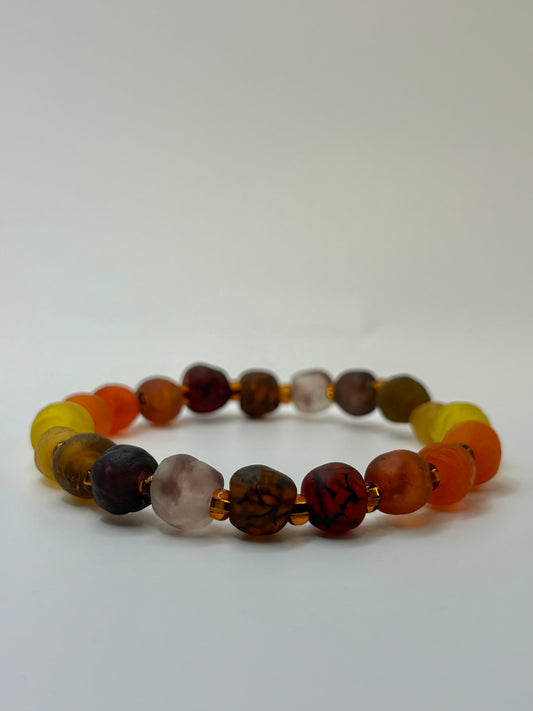 Recycled Glass Bead Bracelet - Fall Collection