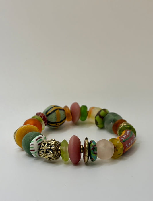 Recycled Glass Bead Bracelet - Fall Collection