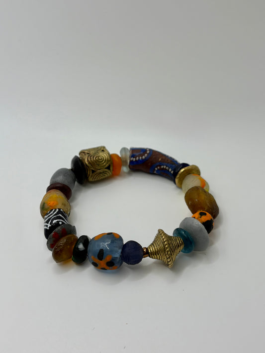 Recycled Glass Bead Bracelet - Fall Collection