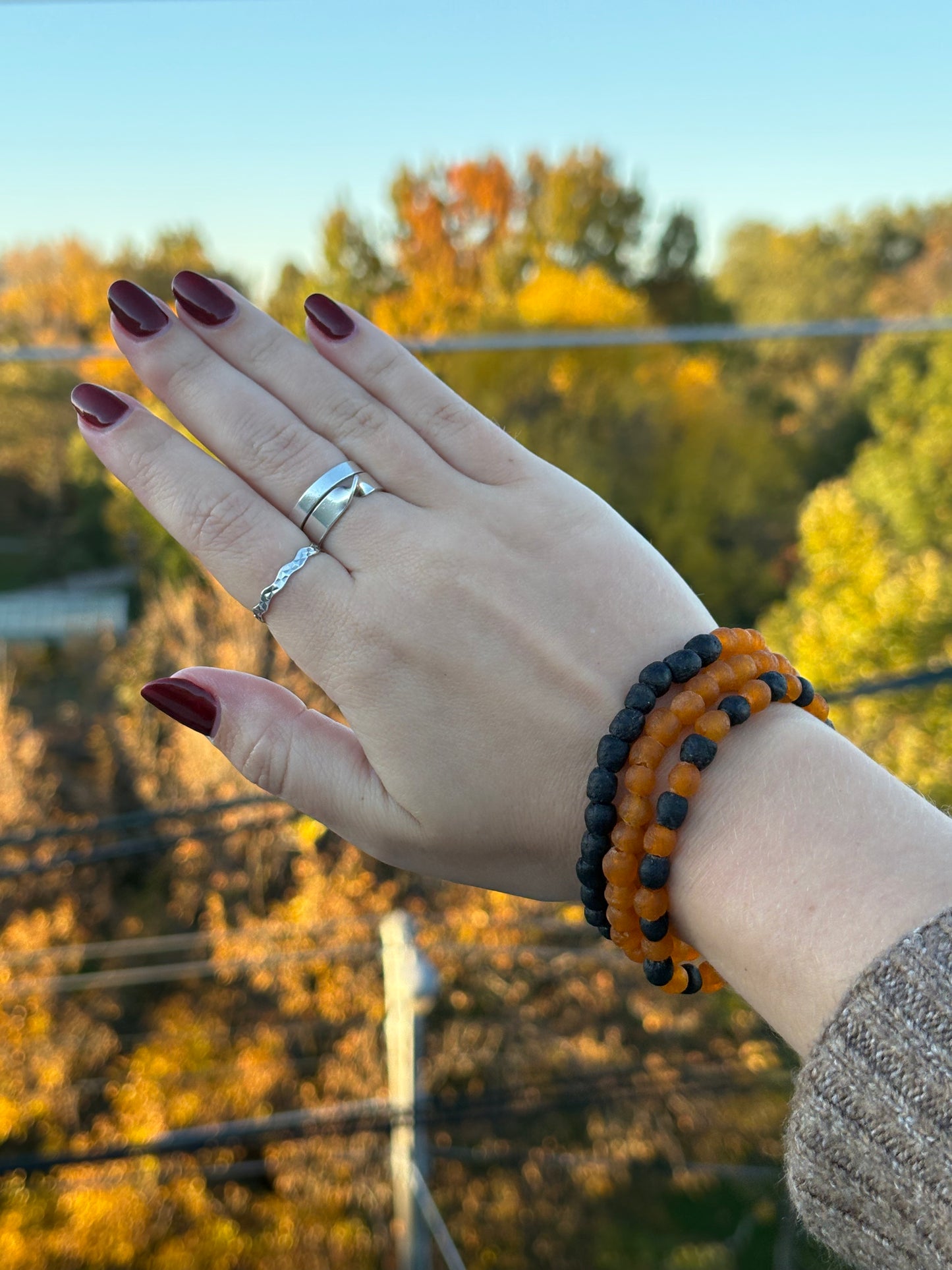 Recycled Glass Bead Bracelet - Fall Collection