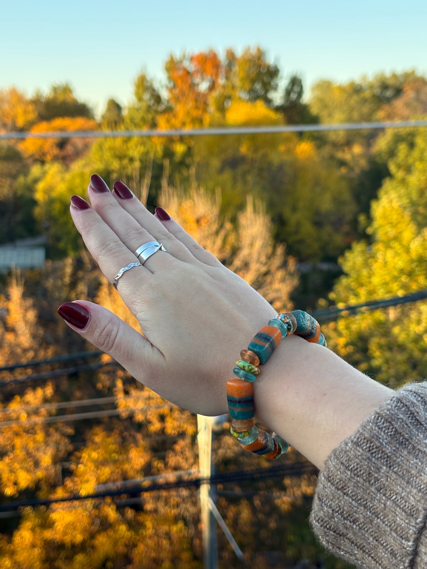 Recycled Glass Bead Bracelet - Fall Collection