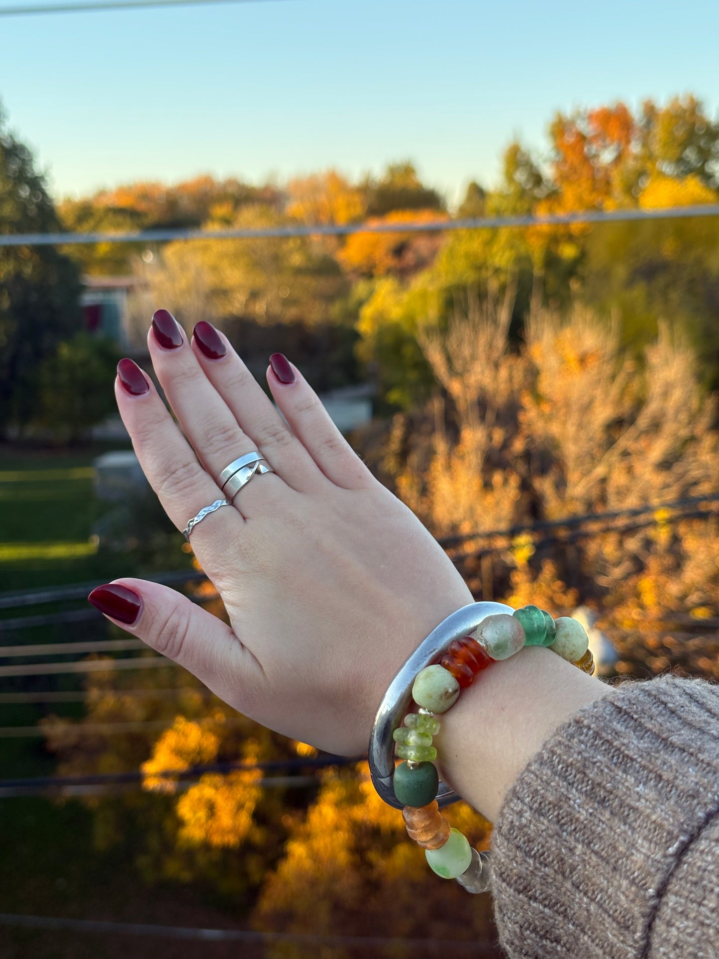 Recycled Glass Bead Bracelet - Fall Collection