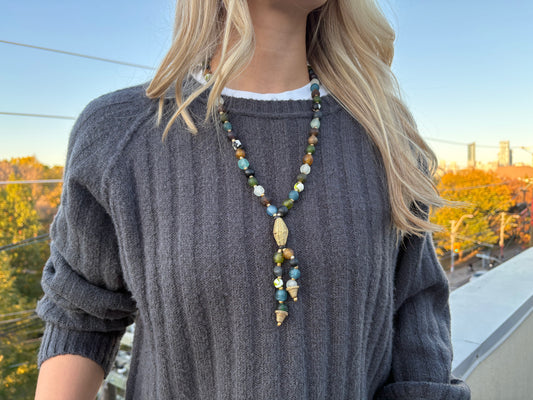 Recycled Glass Bead Necklace - Fall Collection
