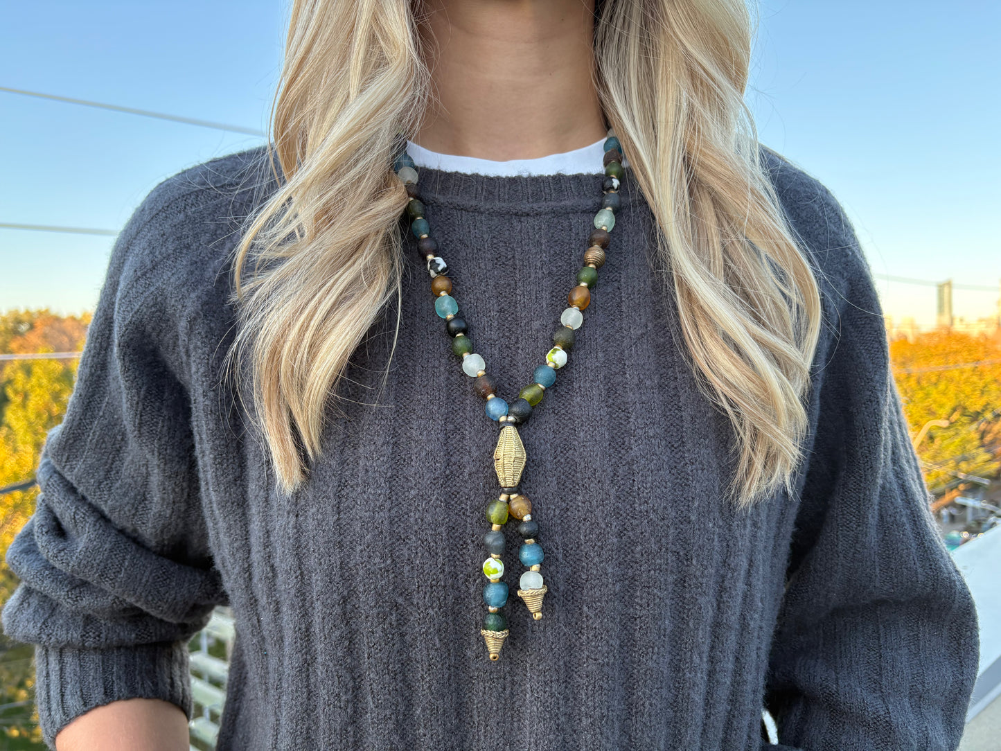 Recycled Glass Bead Necklace - Fall Collection
