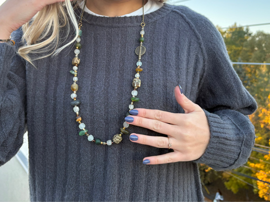 Recycled Glass Bead Necklace - Fall Collection