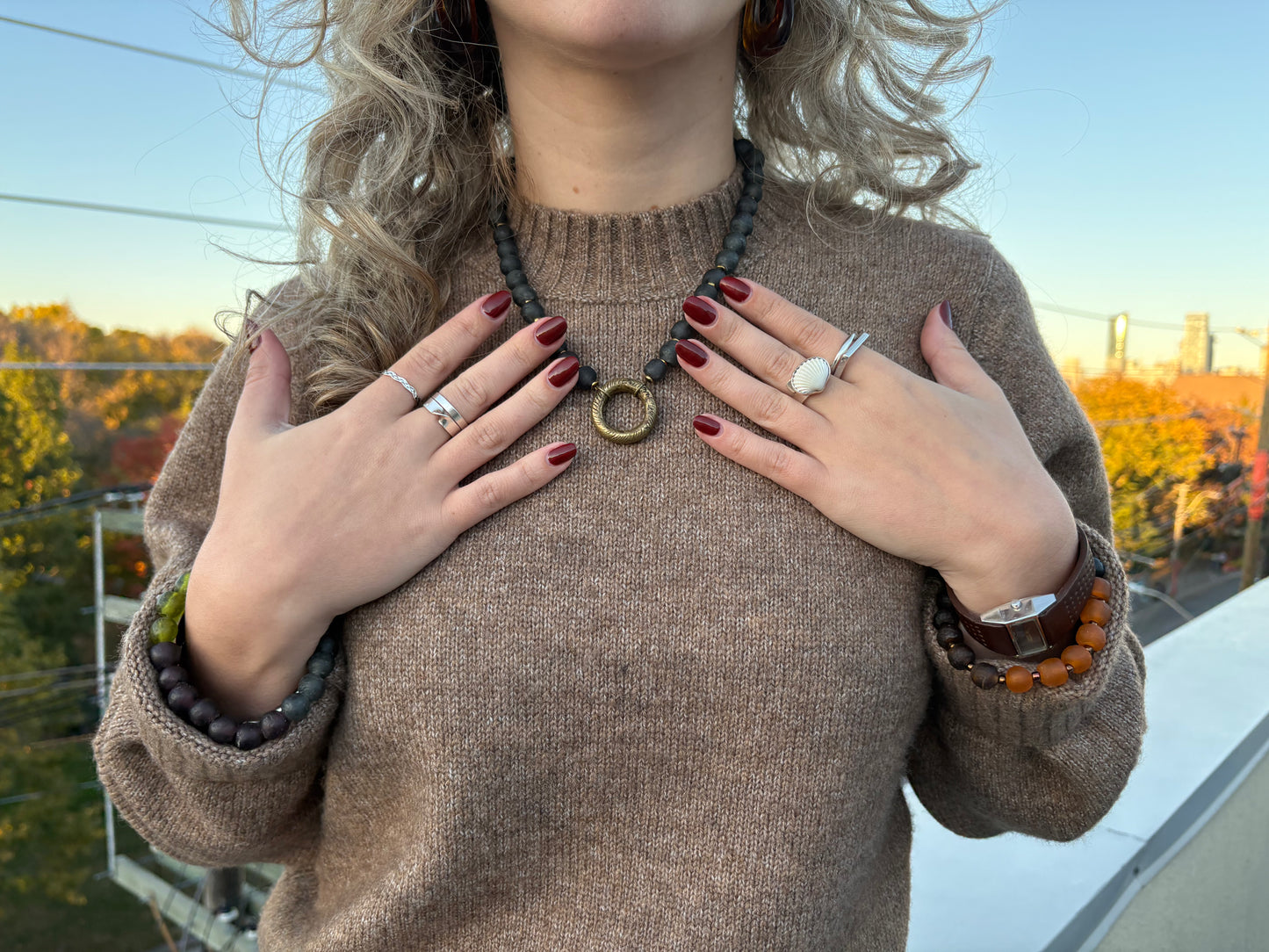 Recycled Glass Bead Necklace - Fall Collection