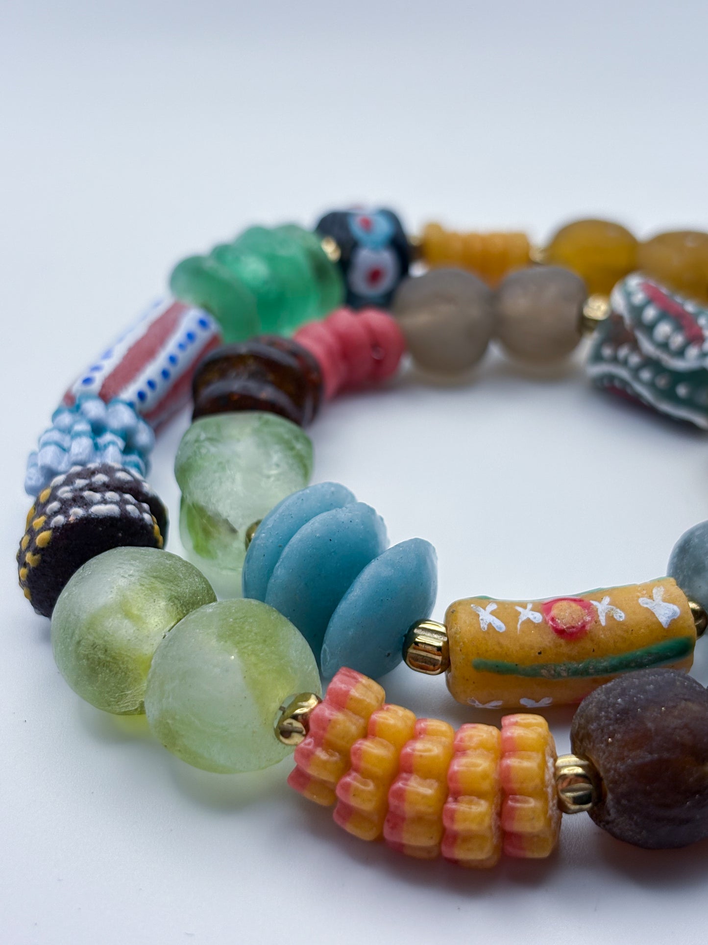 Hand Painted Glass Bead Necklace