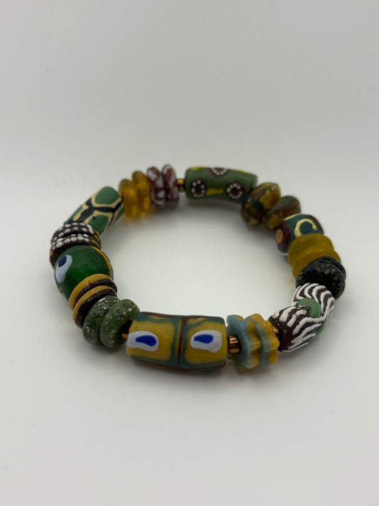 Hand Painted Glass Bead Bracelet