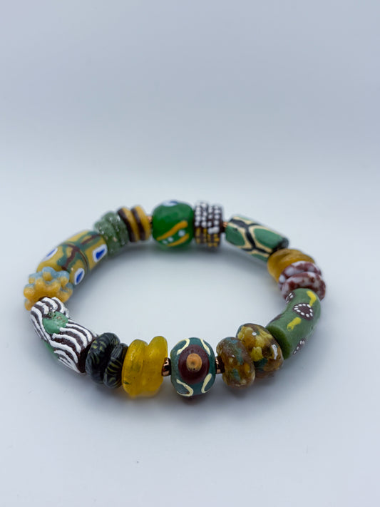 Hand Painted Glass Bead Bracelet