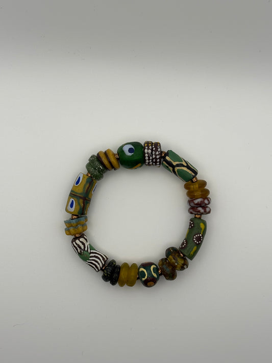 Hand Painted Glass Bead Bracelet