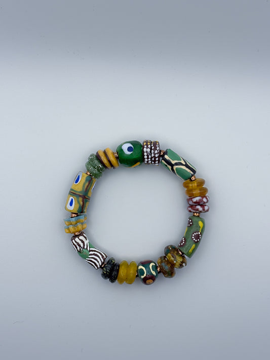 Hand Painted Glass Bead Bracelet